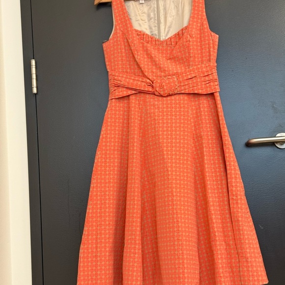 Laurel by Escada 8 EUC Orange A-Line Sweetheart Neck Mini Dress - Picture 7 of 16